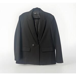 ZARA Womens Large Double Breasted minimalist Black Blazer  Large